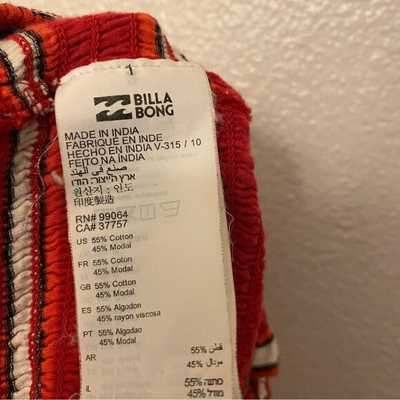 Billabong Sun Dreamer Red Striped Smocked Crop Top cotton modal Tank Y2K- S - Picture 8 of 9